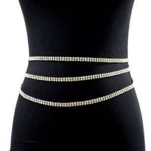Women Rhinestone  Metal Dress Belt adjustable to 74.8 inches (190 cm)